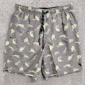 Salt Life Live Salty‎ Mens Size Medium Shorts Swim Trunks Pockets Gray Green
